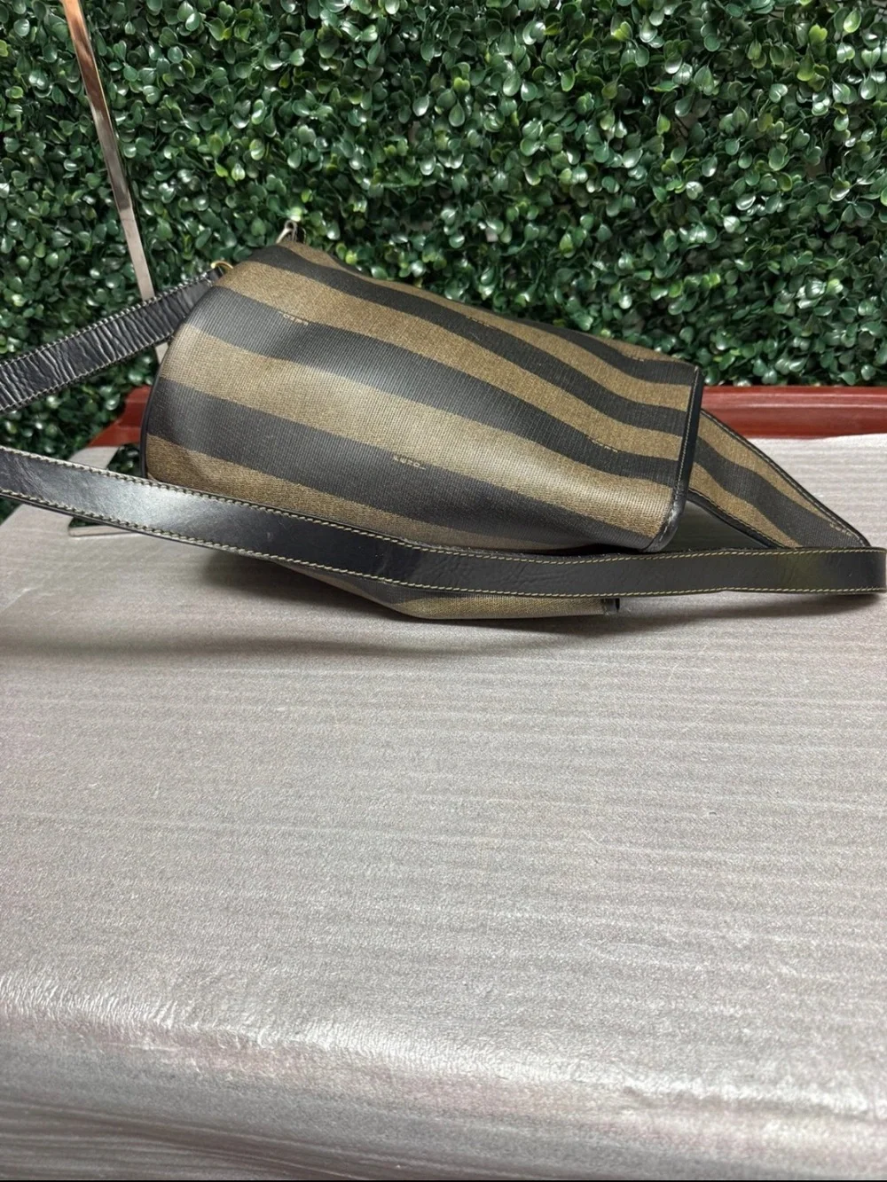 Fendi PEQUIN Striped Sling Backpack Bag Vintage